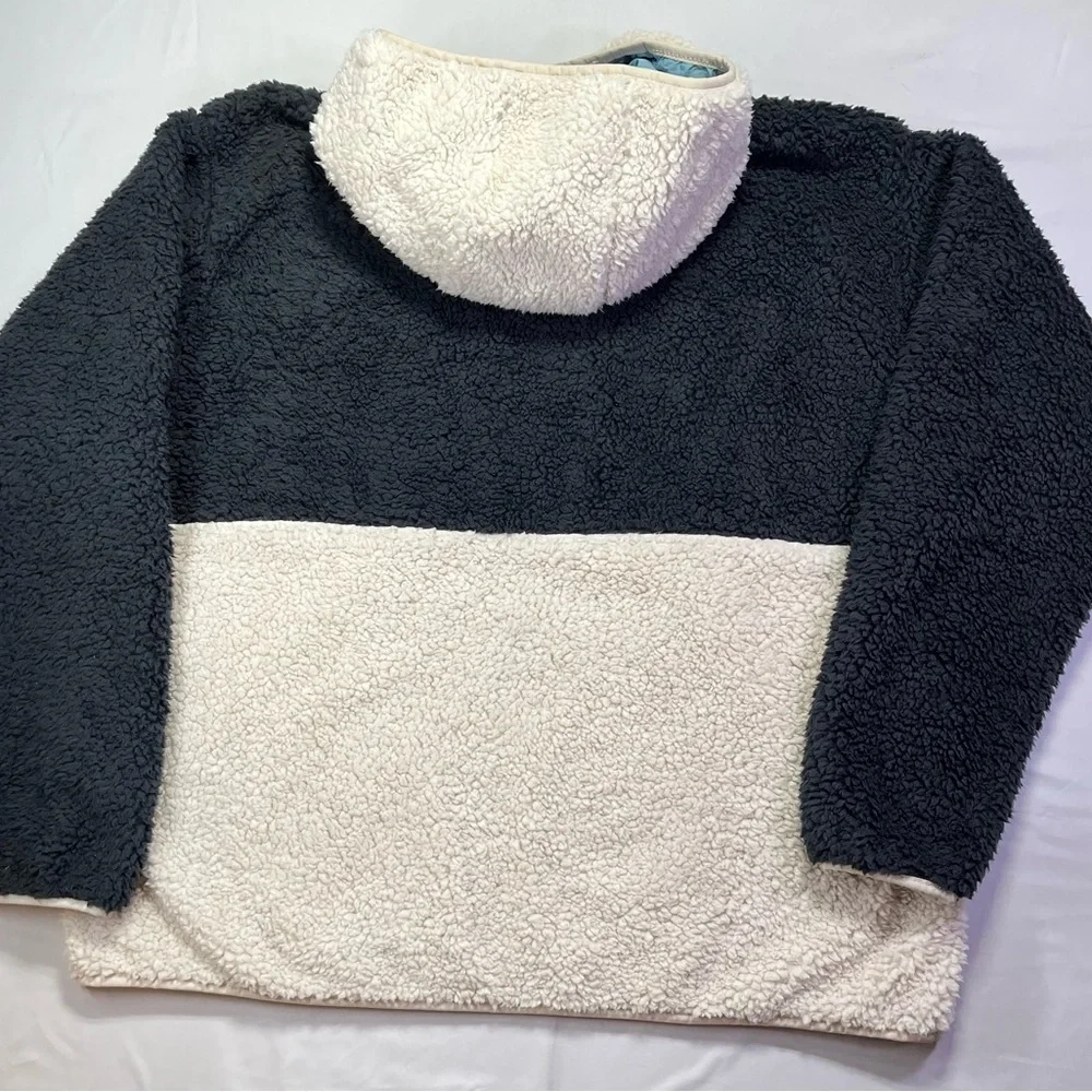 Columbia Backbowl Black and Cream Sherpa Jacket Coat Full Zip Light Blue - XXL
